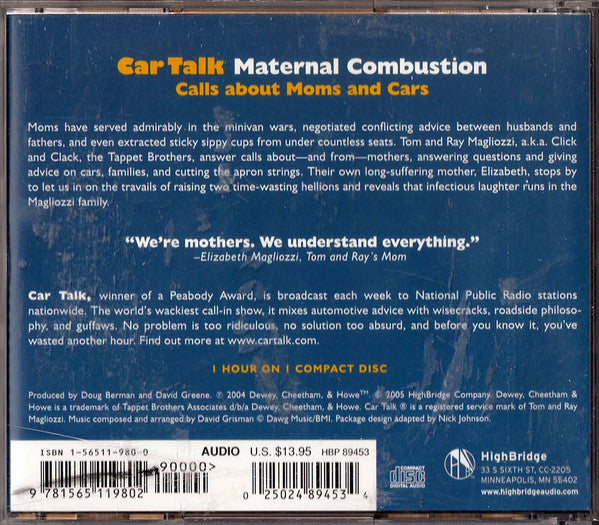 Car Talk : Maternal Combustion: Calls About Moms And Cars (CD)