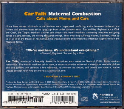 Car Talk : Maternal Combustion: Calls About Moms And Cars (CD)