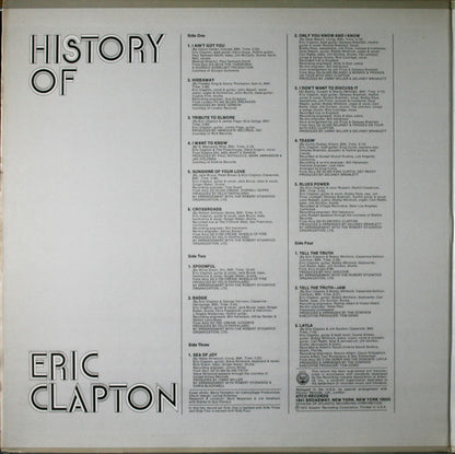 Eric Clapton : History Of Eric Clapton (2xLP, Comp, PR )