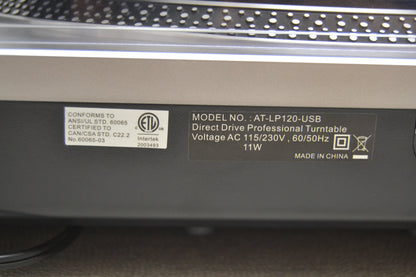 Audio Technica AT-LP120-USB Direct Drive Turntable * Manual * AT3900 Cartridge * Fully Serviced