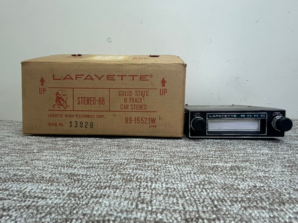 Lafayette Stereo 88 * Solid State 8 Track Car Stereo * Made in Japan * Box * Fully Serviced with New Belts