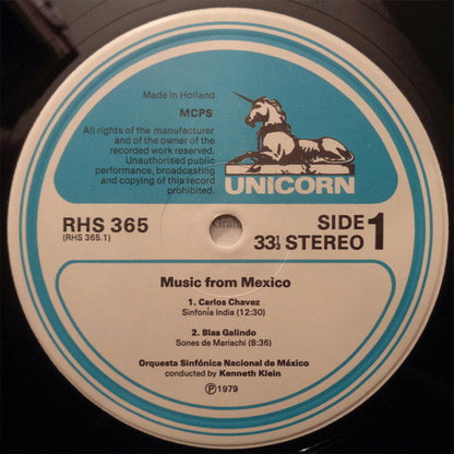Kenneth Klein (2) Conducts Orquesta Sinfonica Nacional De México* - Chávez* / Galindo* / Moncayo* / Halffter* : Music From Mexico (LP)