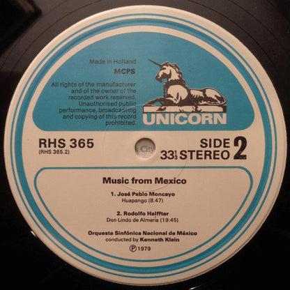 Kenneth Klein (2) Conducts Orquesta Sinfonica Nacional De México* - Chávez* / Galindo* / Moncayo* / Halffter* : Music From Mexico (LP)