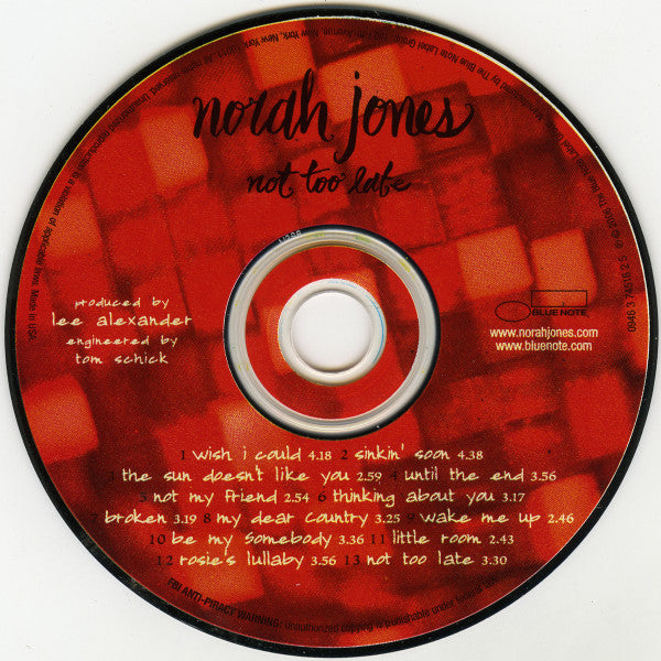 Norah Jones : Not Too Late (CD, Album, Dig)