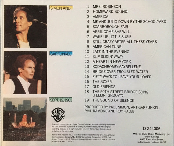 Simon & Garfunkel : The Concert In Central Park (CD, Album, Club, RE, All)