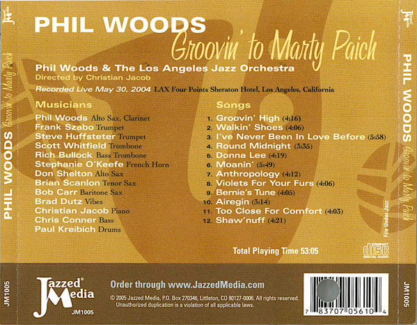 Phil Woods & The Los Angeles Jazz Orchestra : Groovin' To Marty Paich (CD, Album)