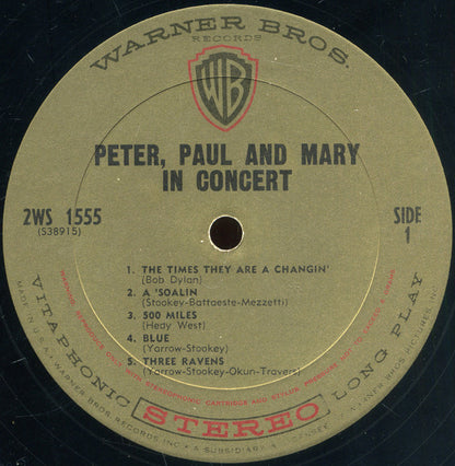Peter, Paul And Mary* : In Concert (2xLP, Album, Pit)