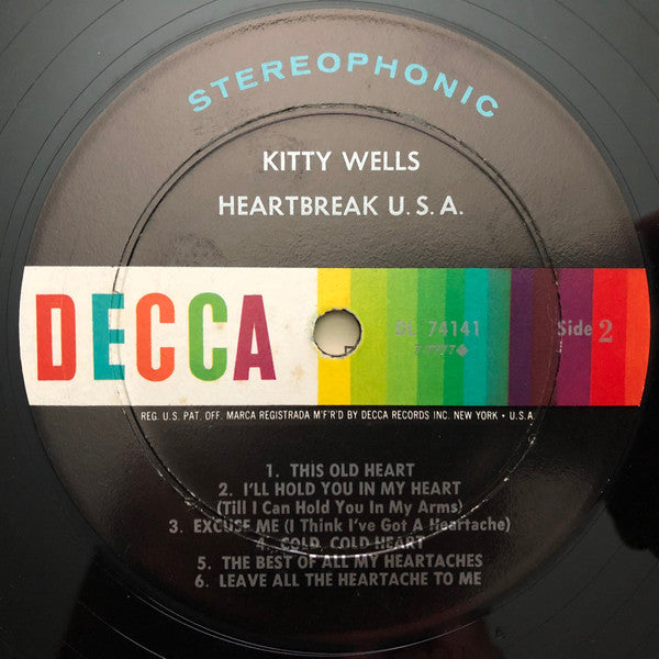 Kitty Wells : Heartbreak U.S.A. (LP, Album, Pin)