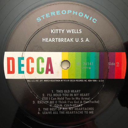 Kitty Wells : Heartbreak U.S.A. (LP, Album, Pin)