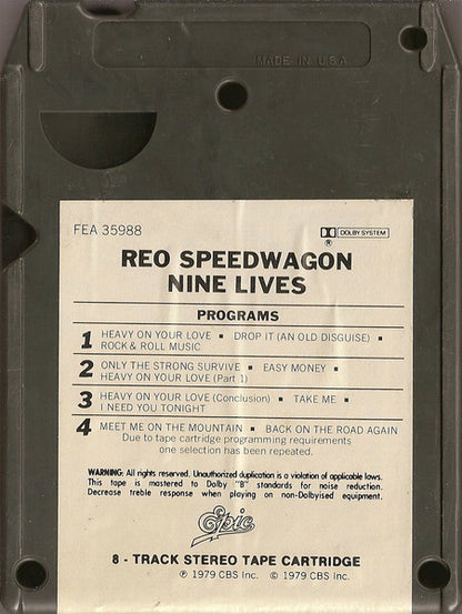 REO Speedwagon : Nine Lives (8-Trk, Album)