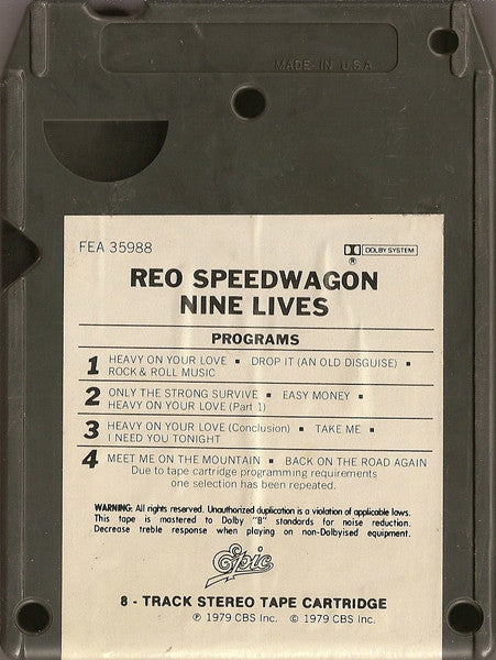 REO Speedwagon : Nine Lives (8-Trk, Album)