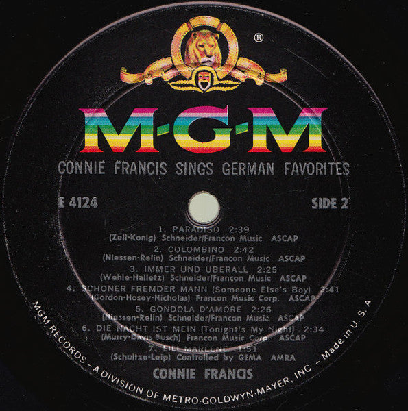 Connie Francis : Sings German Favorites (LP, Album, Mono)