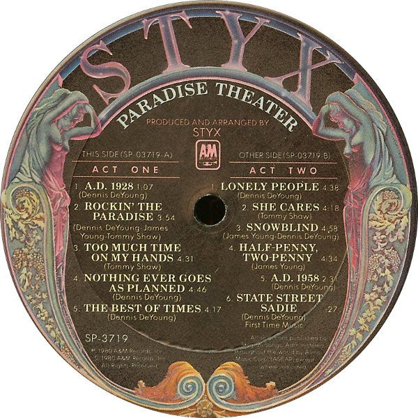 Buy Styx : Paradise Theatre (LP, Album, Etch, Eur) Online for a