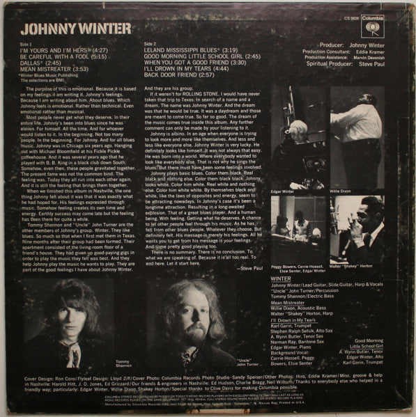 Johnny Winter : Johnny Winter (LP, Album, Pit)