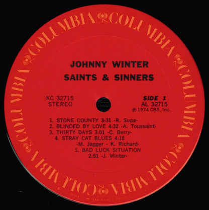 Johnny Winter : Saints & Sinners (LP, Album, Pit)
