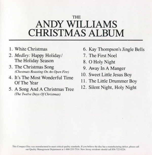 Andy Williams : The Andy Williams Christmas Album (CD, Album, RE, RM)