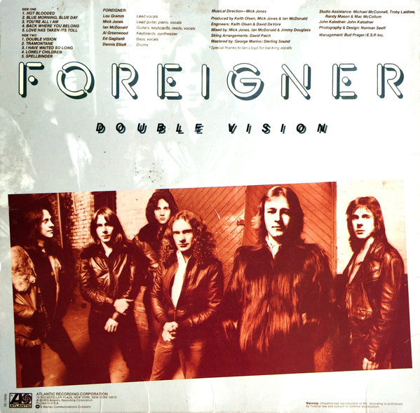 Buy Foreigner : Double Vision (LP, Album, RP, PR ) Online