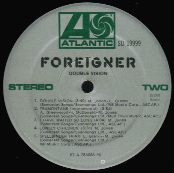 Foreigner Double Vision LP レコード Buy Foreigner : Double Vision (LP, Album, RP, PR ) Online