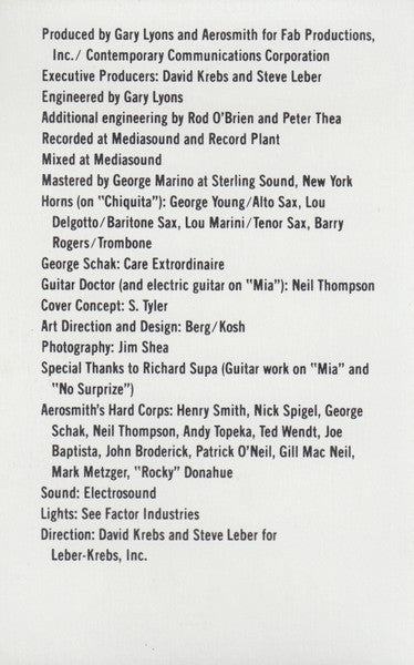 Aerosmith : Night In The Ruts (Cass, Album)