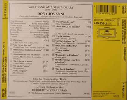 Mozart* : Berliner Philharmoniker, Herbert Von Karajan : Don Giovanni (Querschnitt • Highlights • Extraits • Brani Scelti) (CD)