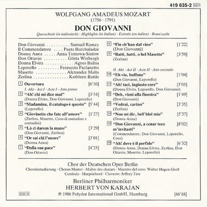 Mozart* : Berliner Philharmoniker, Herbert Von Karajan : Don Giovanni (Querschnitt • Highlights • Extraits • Brani Scelti) (CD)