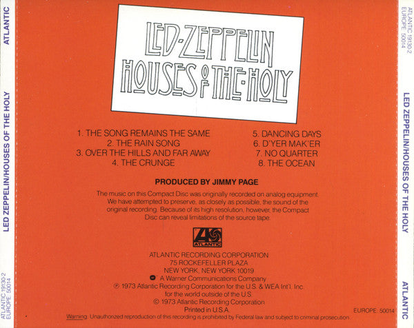 Led Zeppelin : Houses Of The Holy (CD, Album, RE)