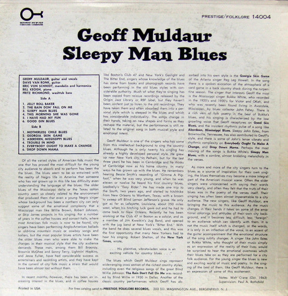 Geoff Muldaur : Sleepy Man Blues (LP, Album, Mono)