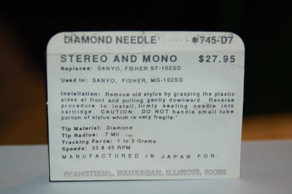 0745-D7 Pfanstiehl * Sanyo ; Fisher ST-102SD Stylus