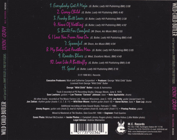 Wild Child Butler With Special Guests Jimmy Rogers & Pinetop Perkins : Lickin' Gravy (CD, Album)
