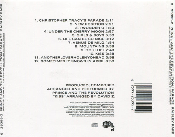 Prince And The Revolution : Parade (CD, Album, RE)