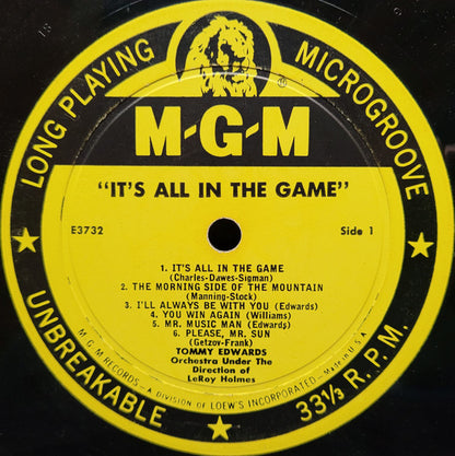 Tommy Edwards : It's All In The Game (LP, Album, Mono)