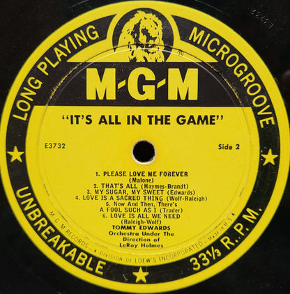Tommy Edwards : It's All In The Game (LP, Album, Mono)