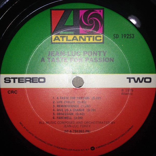 Jean-Luc Ponty : A Taste For Passion (LP, Album, Club, PR,)