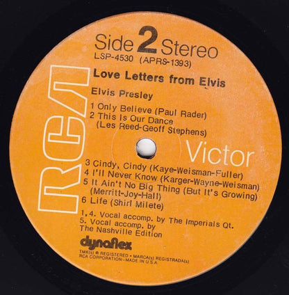Elvis* : Love Letters From Elvis (LP, Album, Ora)