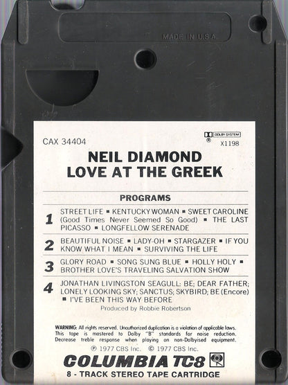 Neil Diamond : Love At The Greek: Recorded Live At The Greek Theatre (8-Trk, Album)