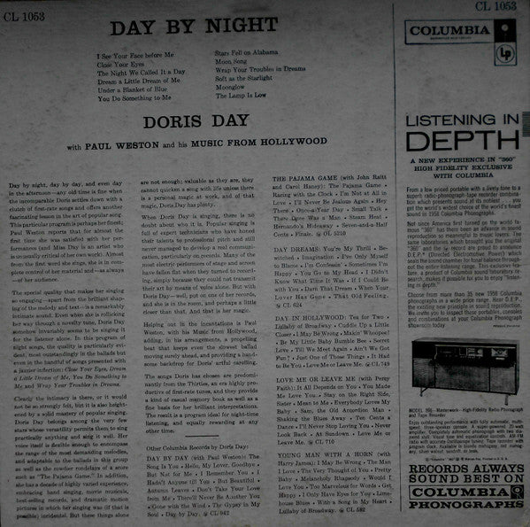 Doris Day With Paul Weston And His Music From Hollywood : Day By Night (LP, Album, Mono, RP, Ter)