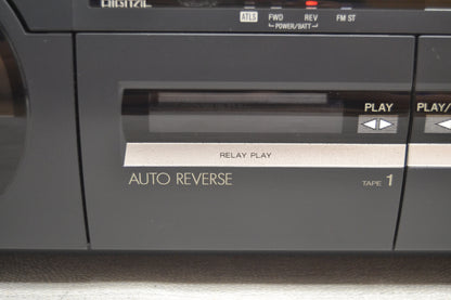 Panasonic RX-DT50, Vertical CD Player Stereo AM / FM Radio Dual Cassette 1980's 8 Fully Serviced * New Belts