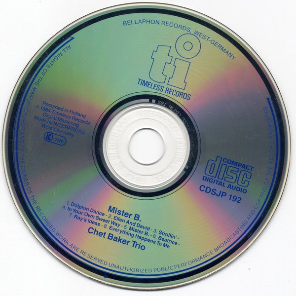 Chet Baker Trio : Mr. B. (CD, Album, RE)