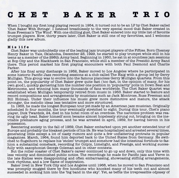 Chet Baker Trio : Mr. B. (CD, Album, RE)