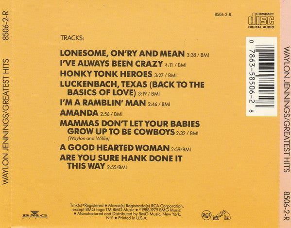 Waylon Jennings : Greatest Hits (CD, Comp)