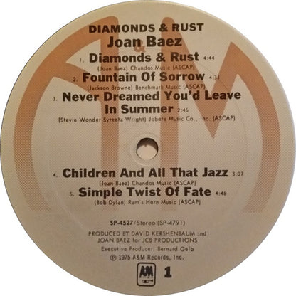 Joan Baez : Diamonds & Rust (LP, Album, Pit)