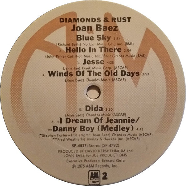Joan Baez : Diamonds & Rust (LP, Album, Pit)
