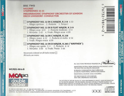 Wolfgang Amadeus Mozart – Philharmonic Symphony Orchestra Of London*, Erich Leinsdorf : Symphonies 27-31 | Symphonies 32-35 (2xCD, Comp, Mono, RE, RM)
