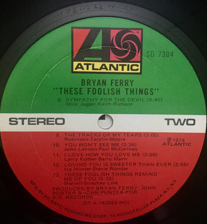 Bryan Ferry : These Foolish Things (LP, Album, MO )