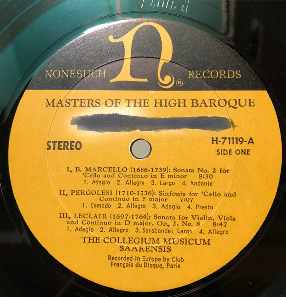 Collegium Musicum Saarensis : Masters Of The High Baroque (LP, Album, RP)