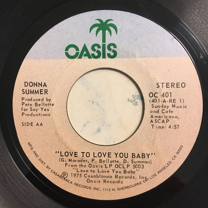 Donna Summer : Love To Love You Baby (7", Styrene, PRC)
