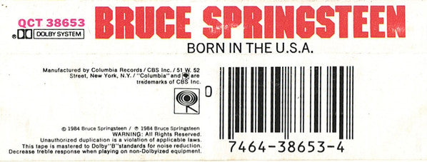Bruce Springsteen : Born In The U.S.A. (Cass, Album)