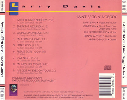 Larry Davis (4) : I Ain't Beggin' Nobody (CD, Album)