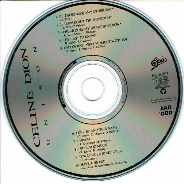 Celine Dion* : Unison (CD, Album, RE)