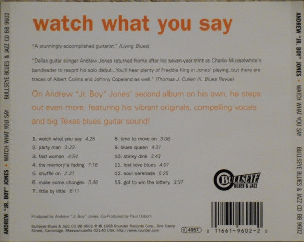 Andrew "Jr. Boy" Jones : Watch What You Say (CD, Album)